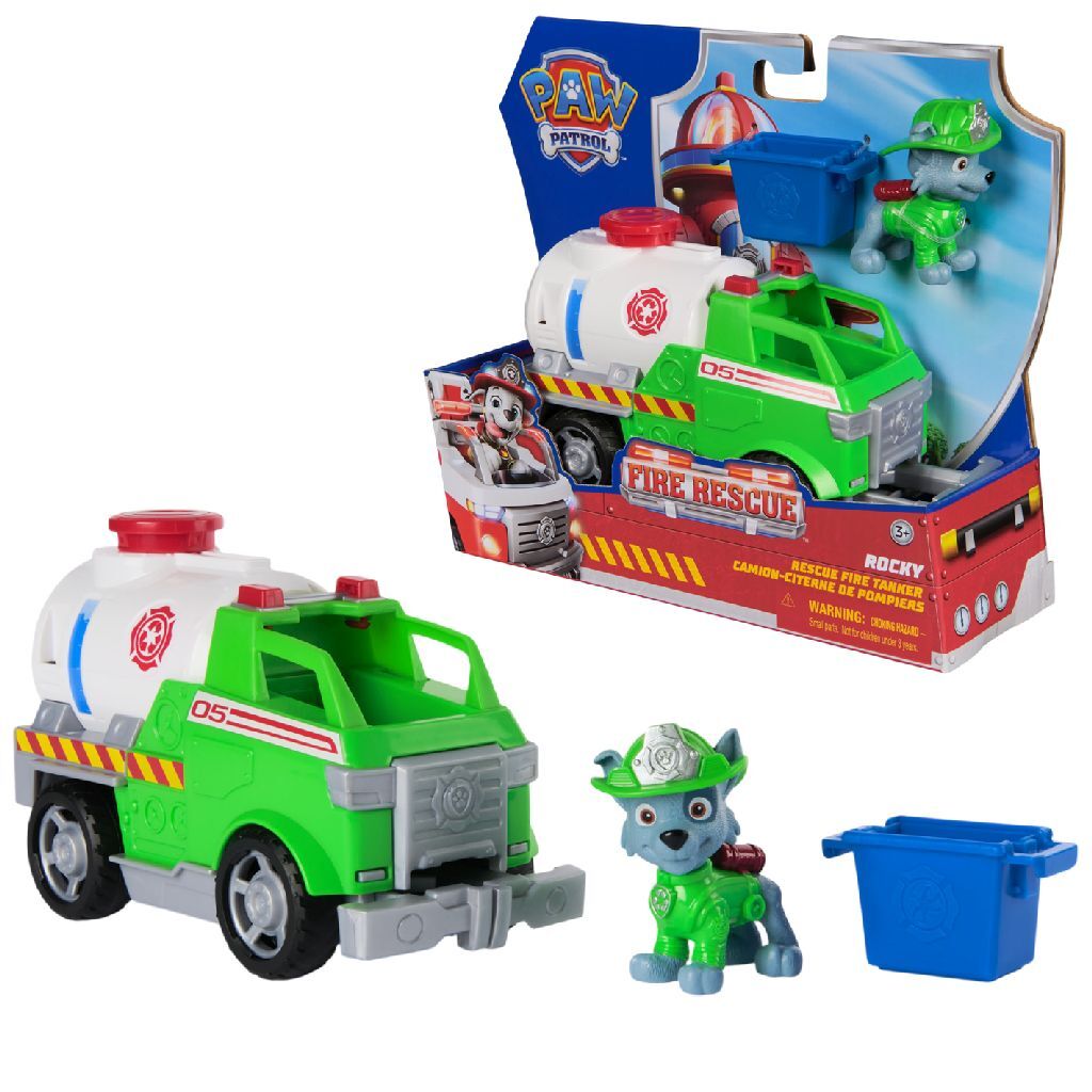 Paw Patrol Fire Rescue Vehicle Rocky - 20 cm Fire Truck with Rocky Figure