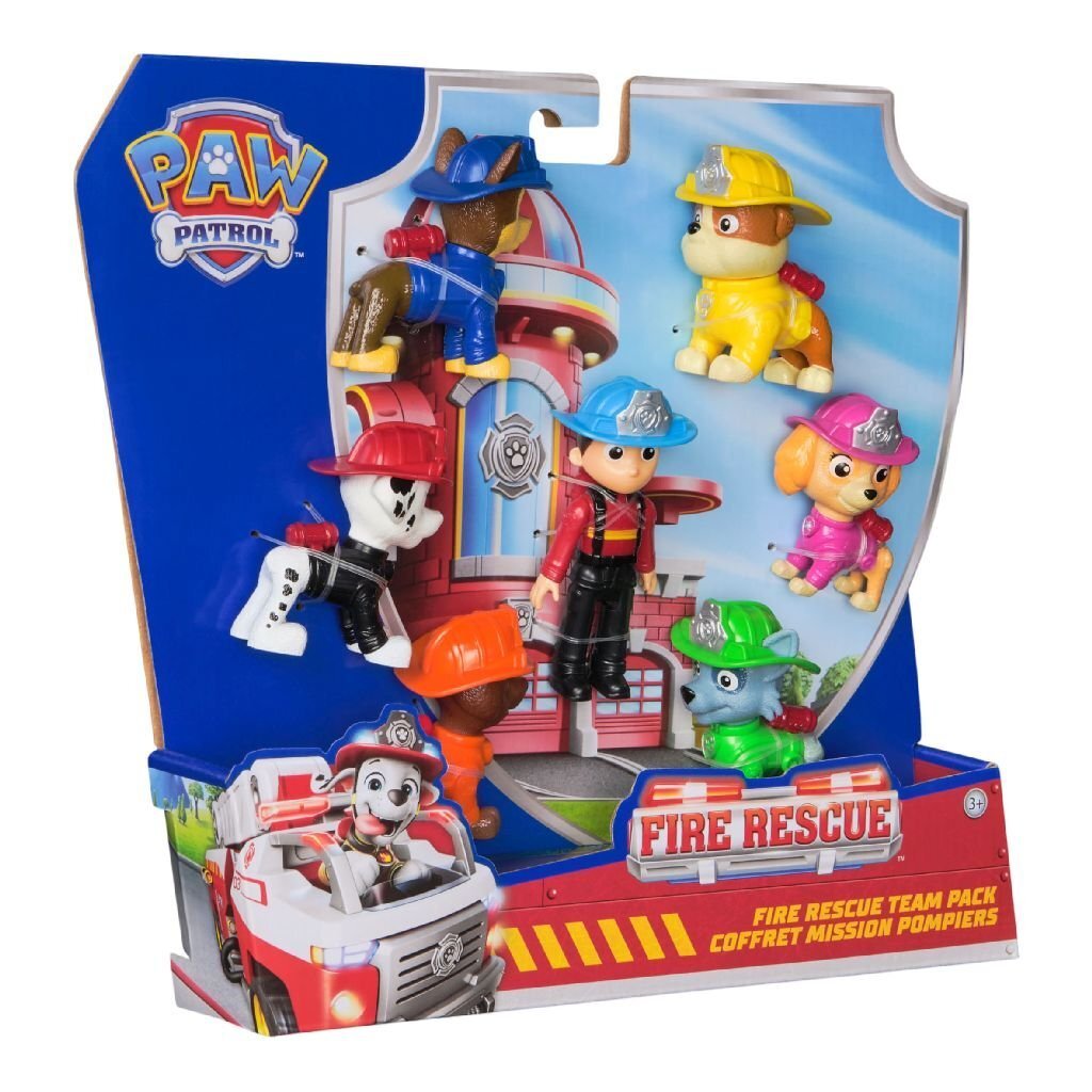 Paw Patrol Fire Rescue Figure 7-Pack - Chase, Marshall, Skye, Rubble, Rocky, Zuma & Ryder