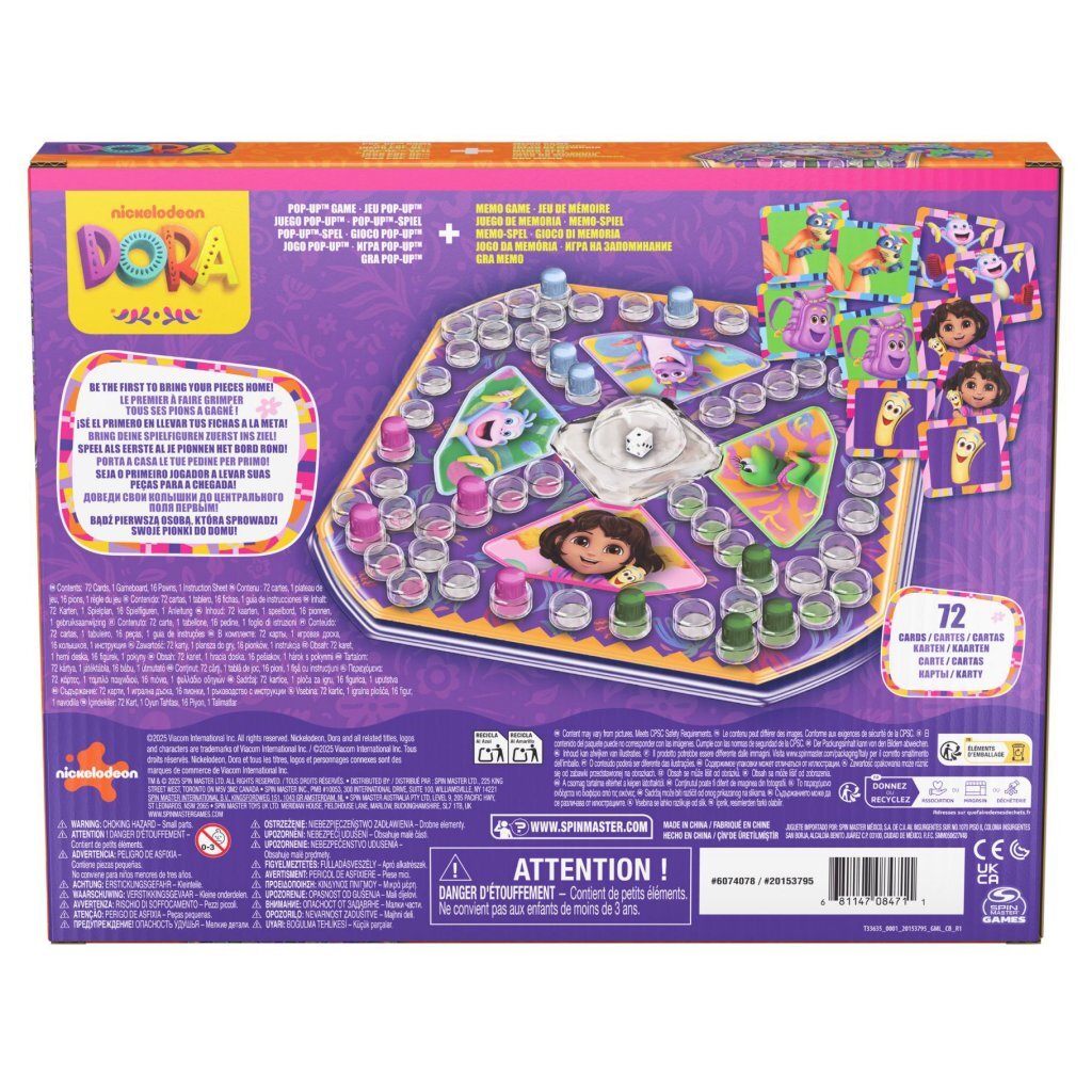 Dora Memo & Pop-Up Game - Memory Game for 2-4 Players - Suitable for Ages 4+