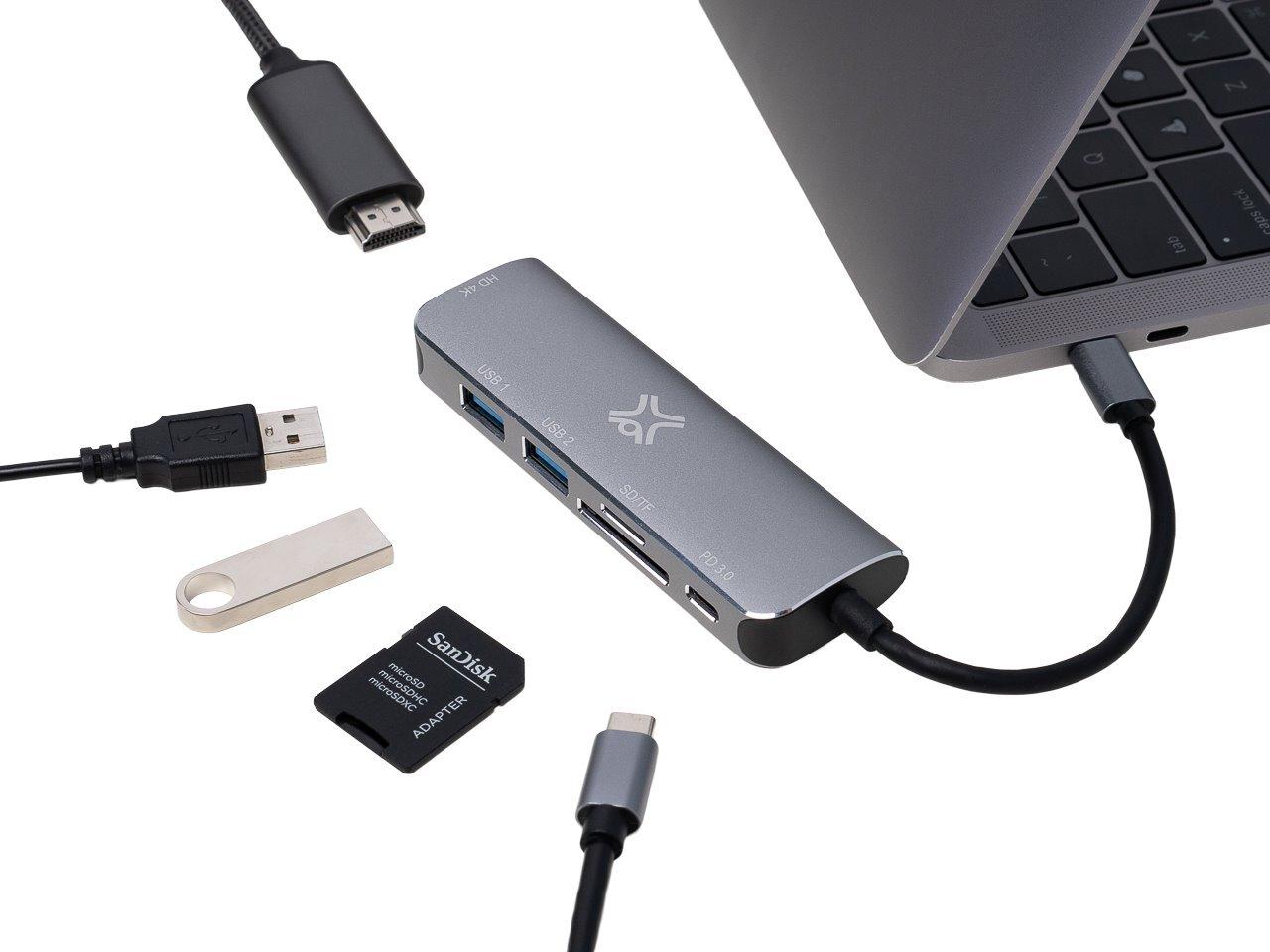 XWH-HUB6-13 XTREMEMAC TYPE-C HUB 6-ports silber (XWH-HUB6-13)