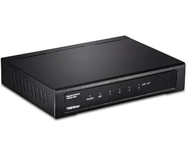 TRENDnet TEG S51SFP - Switch - nicht verwaltet - 4 x 10/100/1000 + 1 x Gigabit SFP - wandmontierbar (TEG-S51SFP) afbeelding 1