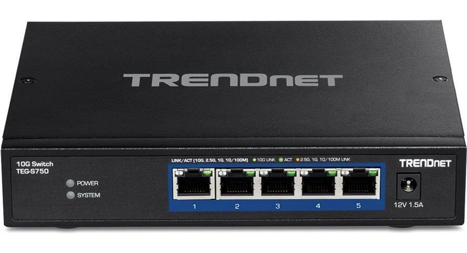 TRENDnet TEG-S750 - Switch - unmanaged - 5 x 10GBase-T - Desktop, wandmontierbar afbeelding 1