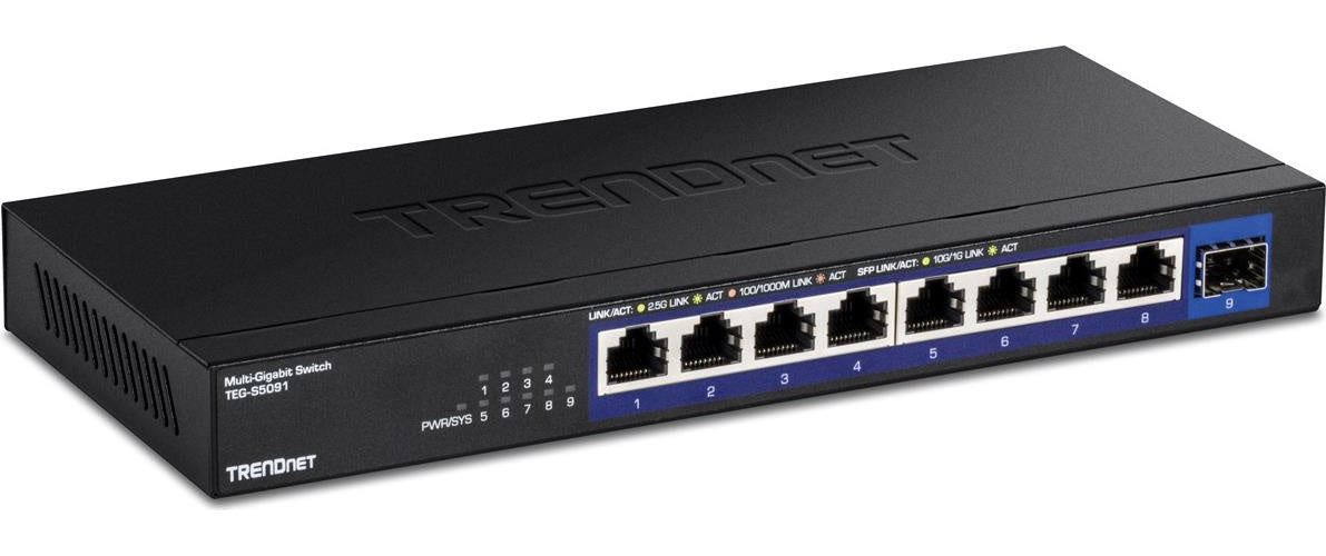 TRENDnet 9-Port 2.5G Unmanaged Switch with 10G SFP+ Port (TEG-S5091) afbeelding 1