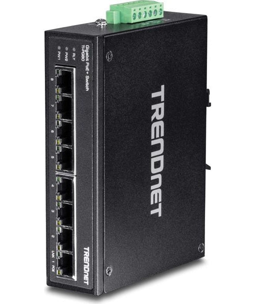 TRENDnet TI-PG80 - Switch - nicht verwaltet - 8 x 100/1000/10000 - an DIN-Schiene montierbar, wandmontierbar - PoE+ - Gleichstrom (TI-PG80) afbeelding 1