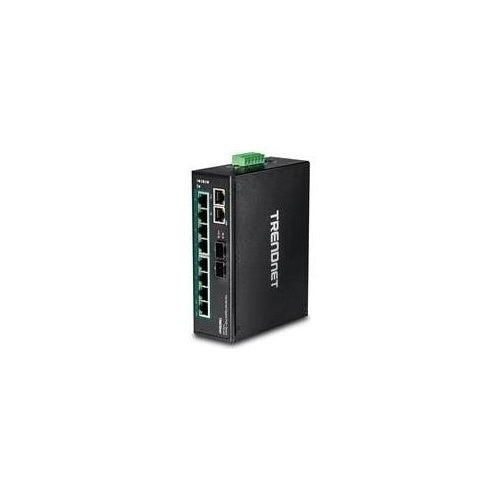 TRENDnet TI-PG102 - Switch - nicht verwaltet - 8 x 10/100/1000 (PoE+) + 2 x Kombi-Gigabit-SFP - an DIN-Schiene montierbar, wandmontierbar - PoE+ (240 W) - Gleichstrom (TI-PG102) afbeelding 1
