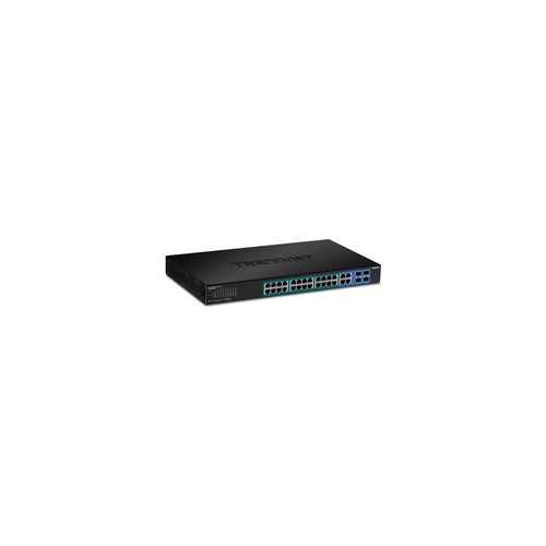 TRENDnet TPE 5028WS - Switch - Smart - 24 x 10/100/1000 (PoE+) + 4 x Kombi-Gigabit-SFP - Desktop, an Rack montierbar - PoE+ (370 W) - AC 100 - 240 V (TPE-5028WS) afbeelding 1