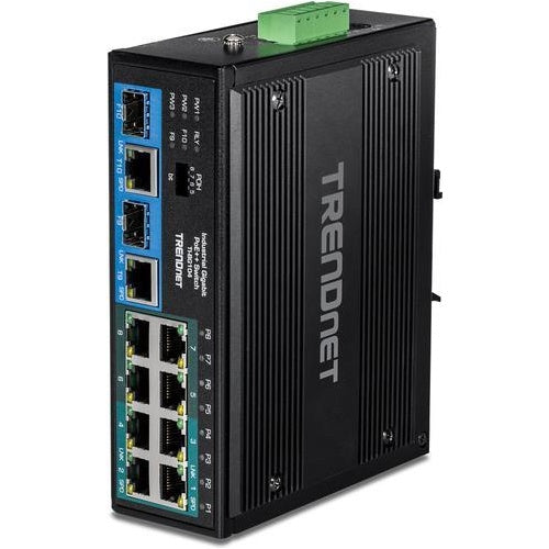 TRENDnet TI-BG104 - Switch - industrial - unmanaged - 4 x 10/100/1000 (PoE++) + 4 x 10/100/1000 (PoE+) + 2 x Combo Gigabit SFP/RJ-45 - an DIN-Schiene montierbar, wandmontierbar - PoE++ (360 W) - AC 120/230 V/DC 48 - 56 V afbeelding 1