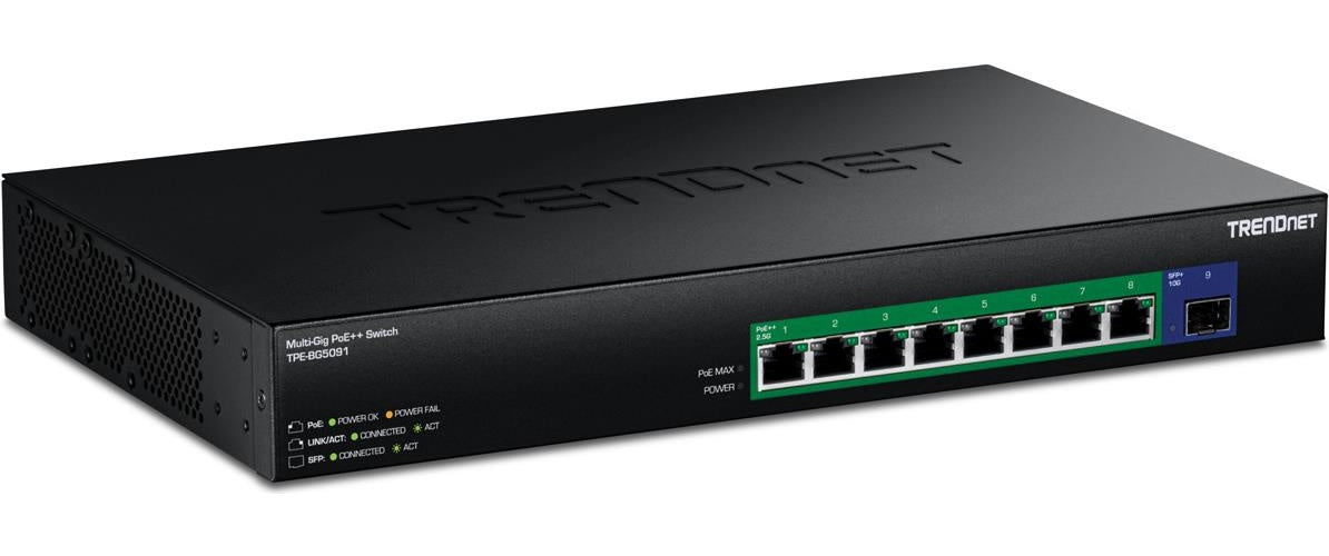 TRENDnet TPE-BG5091 Switch 480W 2.5G Power PoE++ mit 10G SFP+ P - Switch - 9-Port (TPE-BG5091) afbeelding 1