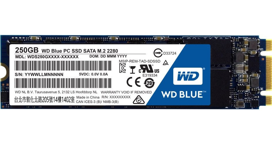 WD Blue SSD 250GB SATA III 6Gb/s M.2 2280 7mm Bulk (WDS250G1B0B) afbeelding 1