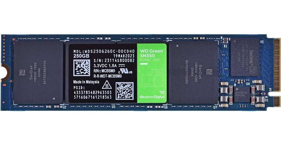 WD Green SN350 NVMe SSD 250GB M.2 2280 PCIe Gen3 (WDS250G2G0C) afbeelding 1