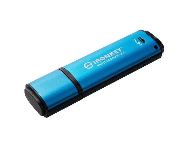 Kingston IronKey Vault Privacy 50C - USB-Flash-Laufwerk - verschlüsselt - 64GB - USB-C 3,2 Gen 1 - TAA-konform (IKVP50C/64GB) afbeelding 1