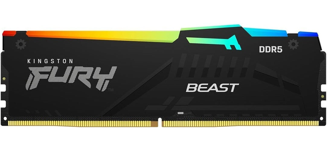 Kingston FURY Beast RGB - DDR5 - Modul - 16 GB - DIMM 288-PIN - 6400 MHz / PC5-51200 - CL32 - 1.4 V - ungepuffert - on-die ECC - Schwarz (KF564C32BBEA-16) afbeelding 1