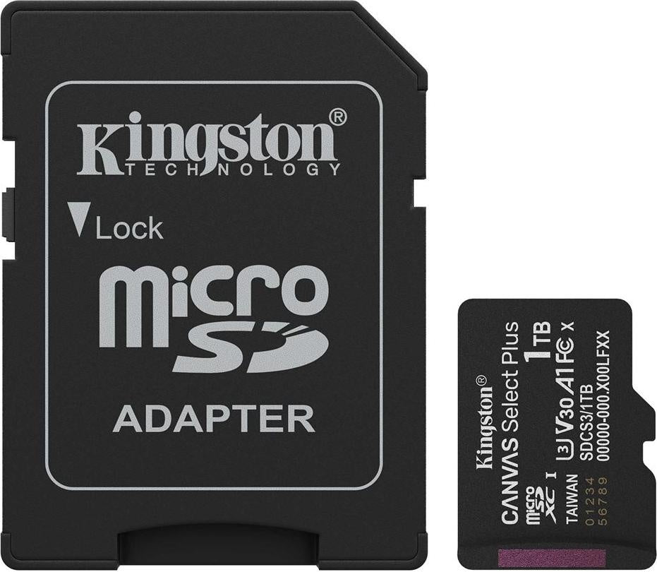 Kingston Canvas Select Plus - Flash-Speicherkarte - 1 TB - microSDXC UHS-I (SDCS3/1TB) afbeelding 1