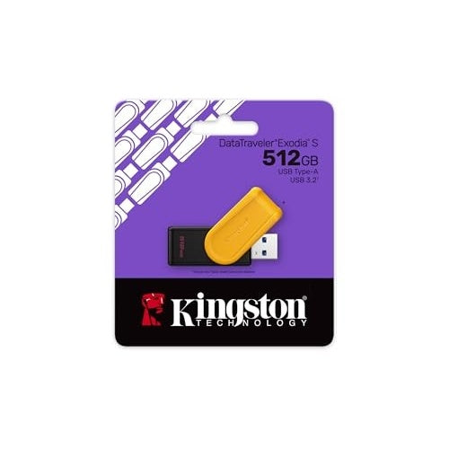 Kingston | USB Flash Drive | DTXS/512GB 512GB USB 3.2 Gen 1 Exodia S | For PC And Mac - Black Yellow afbeelding 3