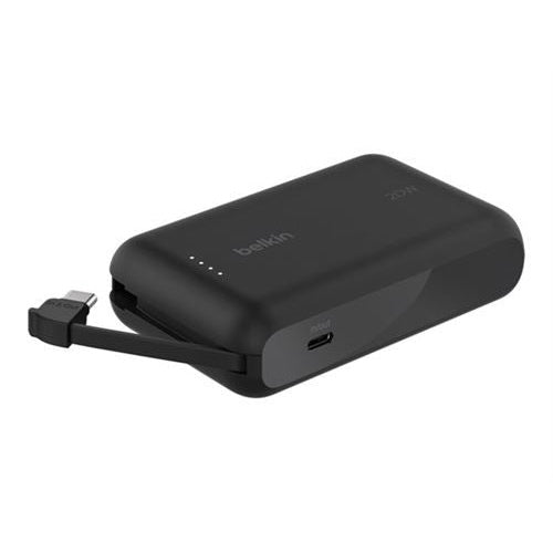 Belkin BoostCharge - Powerbank - mit integriertem Kabel - 10000 mAh - 20 Watt - 3 A - Fast Charge - 2 Ausgabeanschlussstellen (24 pin USB-C) (BPB021HQBK) afbeelding 1
