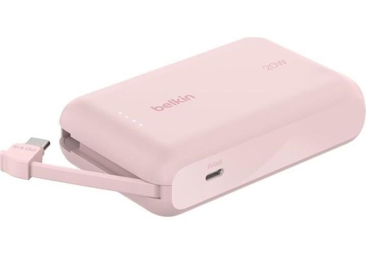 Belkin 10k PD20w Integrated USB-C Cable Power Bank Pink (BPB021HQPK) afbeelding 1