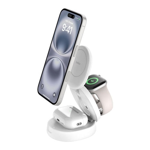 BELKIN BOOSTCHARGE KLAPPBARE MAGNETISC 3-IN-1-LADESTATION MIT QI2 15 W (WIZ034KQWH) afbeelding 1