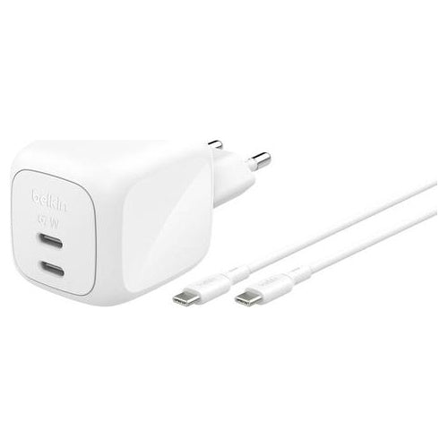 Belkin BoostCharge 67W Dual USB-C PD Wall Chrg - Kabel - Digital/Daten (WCH020KQ2MWH-B6) afbeelding 1