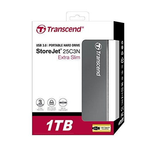 Transcend StoreJet 25C3 - Festplatte - 1 TB - extern (tragbar) - 6.4 cm (2.5") - USB 3.0 - Iron Gray afbeelding 3