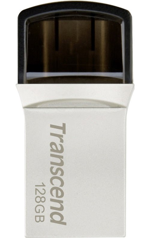 Transcend JetFlash 890 - USB-Flash-Laufwerk - 128 GB - USB-C 3.1 Gen 1 - Silber afbeelding 1