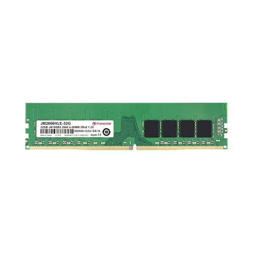 Transcend JetRAM - DDR4 - 32 GB - DIMM 288-PIN - 2666 MHz / PC4-21300 - CL19 - 1.2 V - ungepuffert - non-ECC afbeelding 1