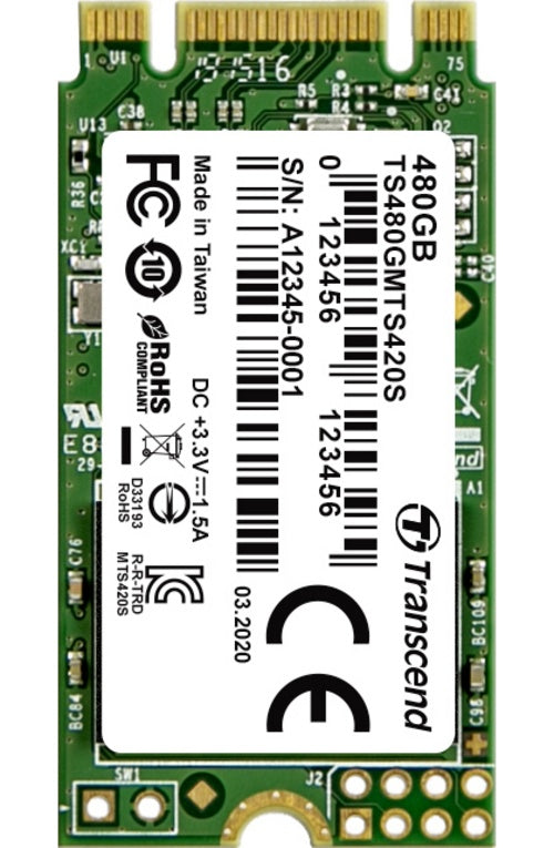 Transcend 420S - SSD - 480 GB - intern - M.2 2242 - SATA 6Gb/s afbeelding 1
