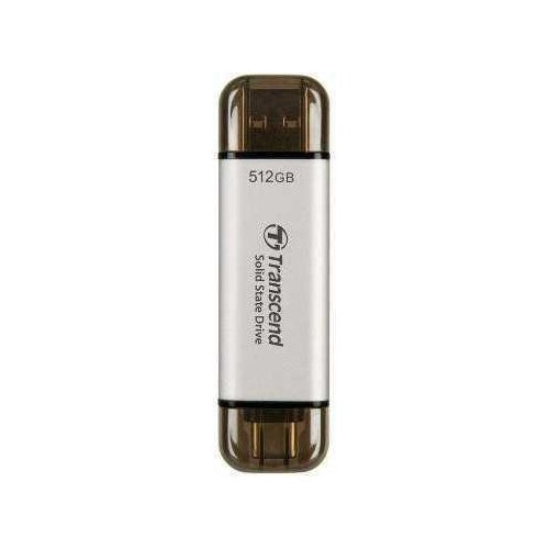Transcend ESD300S - SSD - 512GB - extern (tragbar) - USB 3,2 Gen 2x1 (USB-C Steckverbinder) - Silber (TS512GESD300S) afbeelding 1