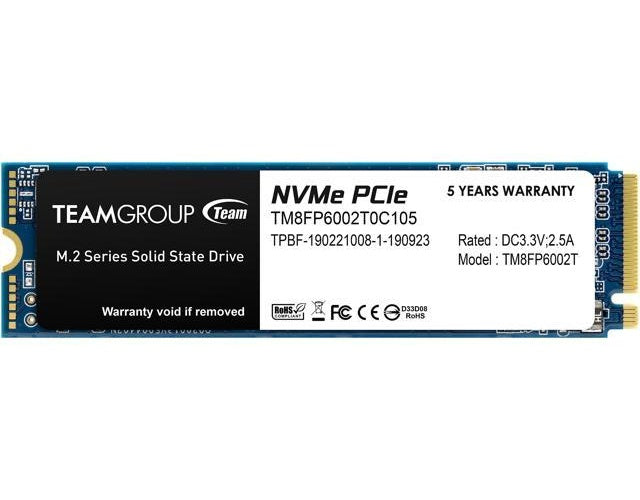 Team Group MP33 - SSD - 2TB - intern - M.2 2280 - PCIe 3.0 x4 (NVMe) - Schwarz (TM8FP6002T0C101) afbeelding 1