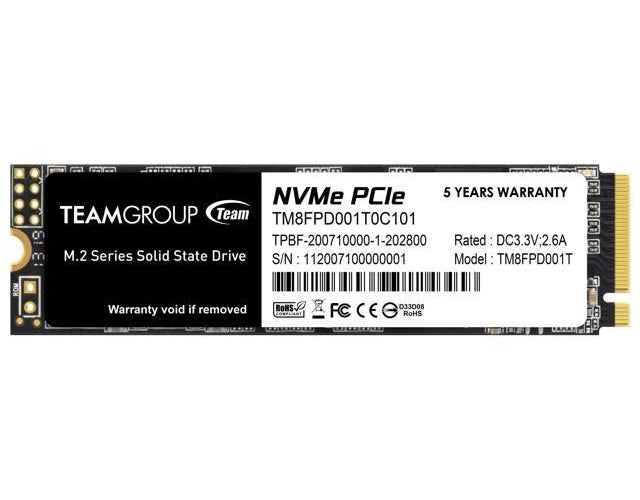 Team Group MP33 Pro - SSD - 1TB - intern - M.2 2280 - PCIe 3.0 x4 (NVMe) (TM8FPD001T0C101) afbeelding 1