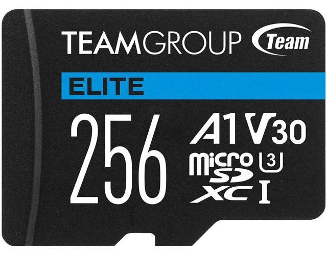 Team Group Flash card Micro-SD 256GB-XC Team Elite A1 V30 R/W:90/45MBs (TEAUSDX256GIV30A103) afbeelding 1