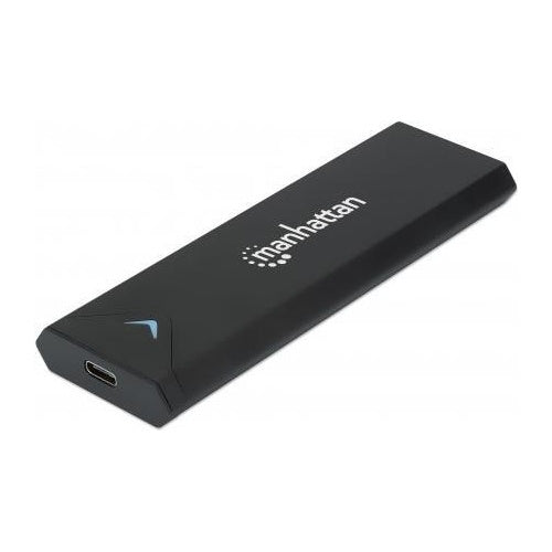 Manhattan M.2 NVMe SSD Enclosure, USB-C Female Connection, 10 Gbps (USB 3.2 Gen2 aka USB 3.1), UASP-compliant, SuperSpeed+ USB, Aluminum, Black, Three Year Warranty, Box - Speichergehäuse - M.2 - M.2 Card / SATA 6Gb/s - USB 3.2 (Gen 2) - Sc afbeelding 1