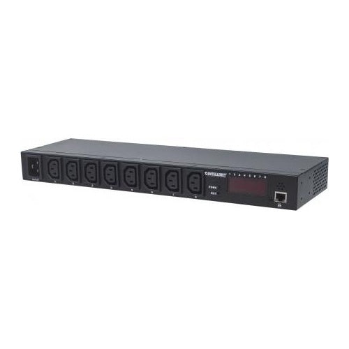 Intellinet 48,30cm (19") Intelligent 8-Port PDU, 48,30cm (19") Rackmountable C13 Intelligent Power Distribution Unit, Monitors Power, Temperature and Humidity - Stromverteilungseinheit (Rack - einbaufähig) - Wechselstrom 110-240 V - Etherne afbeelding 1