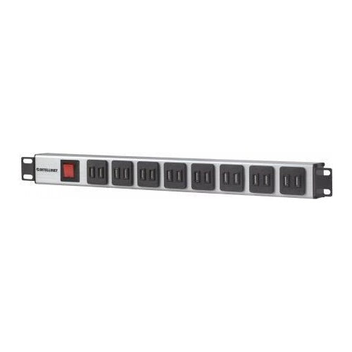 INTELLINET 48,30cm (19") Steckdosenleiste mit 16 USB-Ladeports Netzschalter, max. 2,1 A Ausgangsleistung pro Modul, 2 m Stromkabel mit Schutzkontaktstecker (CEE 7/7), 1 HE (164580) afbeelding 1