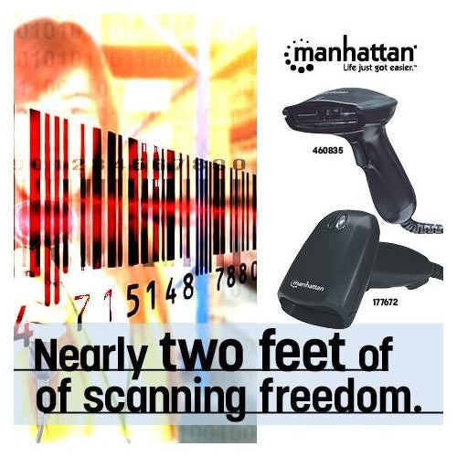 Manhattan Manhatten Long Range CCD Barcode Scanner - Handgrät - schwarz - USB (177672) afbeelding 2