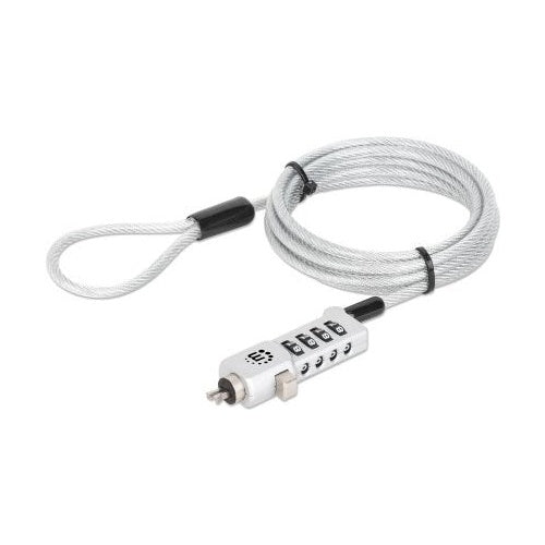 MANHATTAN Notebookschloss univeral 1,8m 4-st. PIN silber (440301) afbeelding 1