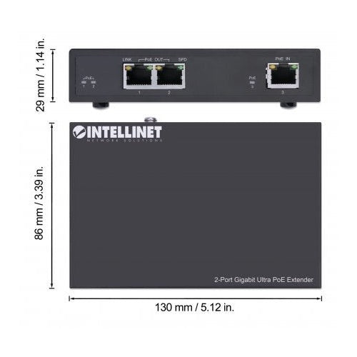 Intellinet IPE-2G60 2-Port Gigabit Ultra PoE Extender - Netzwerk-/Stromextender - GigE - 10Base-T, 100Base-TX, 1000Base-T - 2 Anschlüsse - bis zu 100 m afbeelding 4