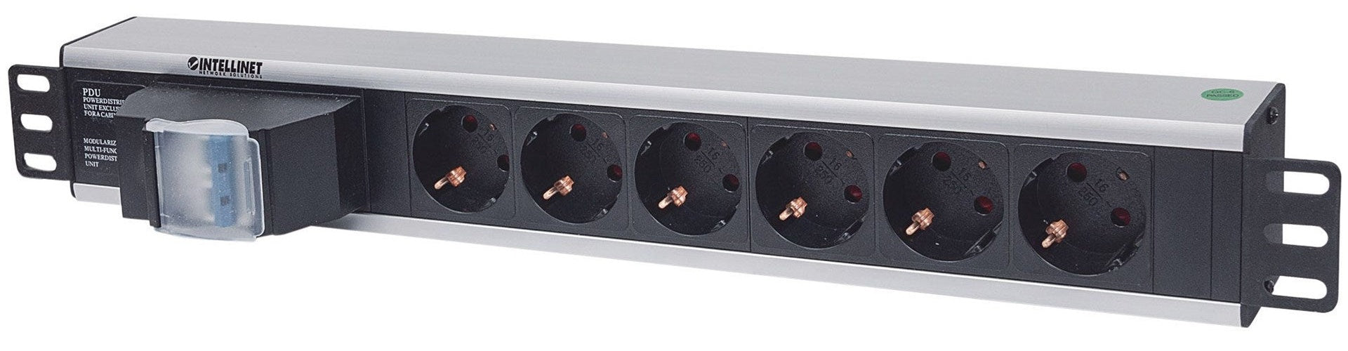 Intellinet Vertical PDU German Type - Stromverteilungseinheit (Rack - einbaufähig) - Ausgangsbuchsen: 6 - 1,5U - 48,3 cm (19") (711432) afbeelding 1