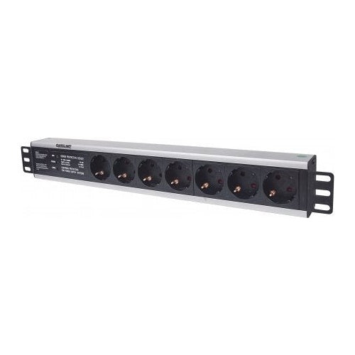 Intellinet 48,30cm (19") 1,5U Rackmount 7-Way Power Strip - German Type", With Surge Protection, 3,0mPower Cord - Steckdosenleiste (Rack - einbaufähig) - Wechselstrom 250 V - Eingabe, Eingang CEE 7/4 - Ausgangsanschlüsse: 7 (power CEE 7/3) afbeelding 1