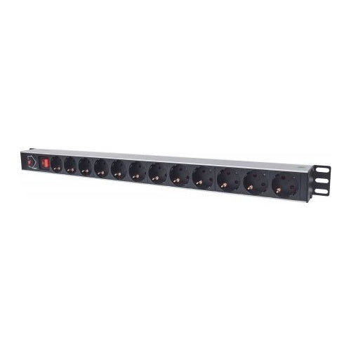 Intellinet Vertical Rackmount 12-Way Power Strip - German Type, With On/Off Switch and Overload Protection, 1,6m Power Cord - Steckdosenleiste (Rack - einbaufähig) - Wechselstrom 250 V - Eingabe, Eingang CEE 7/4 - Ausgangsanschlüsse: 12 (po afbeelding 1