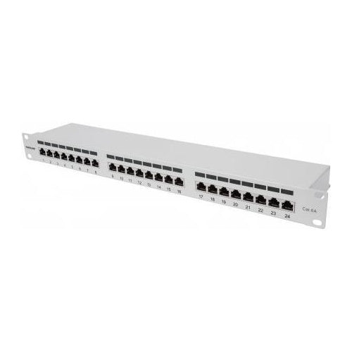 Intellinet Cat6a Shielded Patch Panel - Patch Panel - RJ-45 X 24 - Grau - 1U - 48,3 cm (19") (720854) afbeelding 1