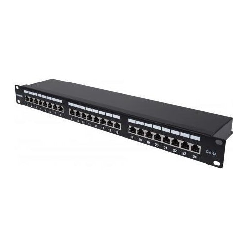 Intellinet Cat6a Shielded Patch Panel - Patch Panel - RJ-45 X 24 - Schwarz - 1U - 48,3 cm (19") (720861) afbeelding 1