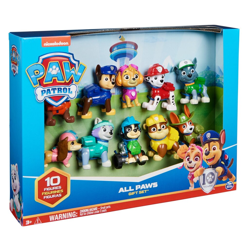Paw Patrol Gift Set with 10 Figures of Pups in Signature Uniforms