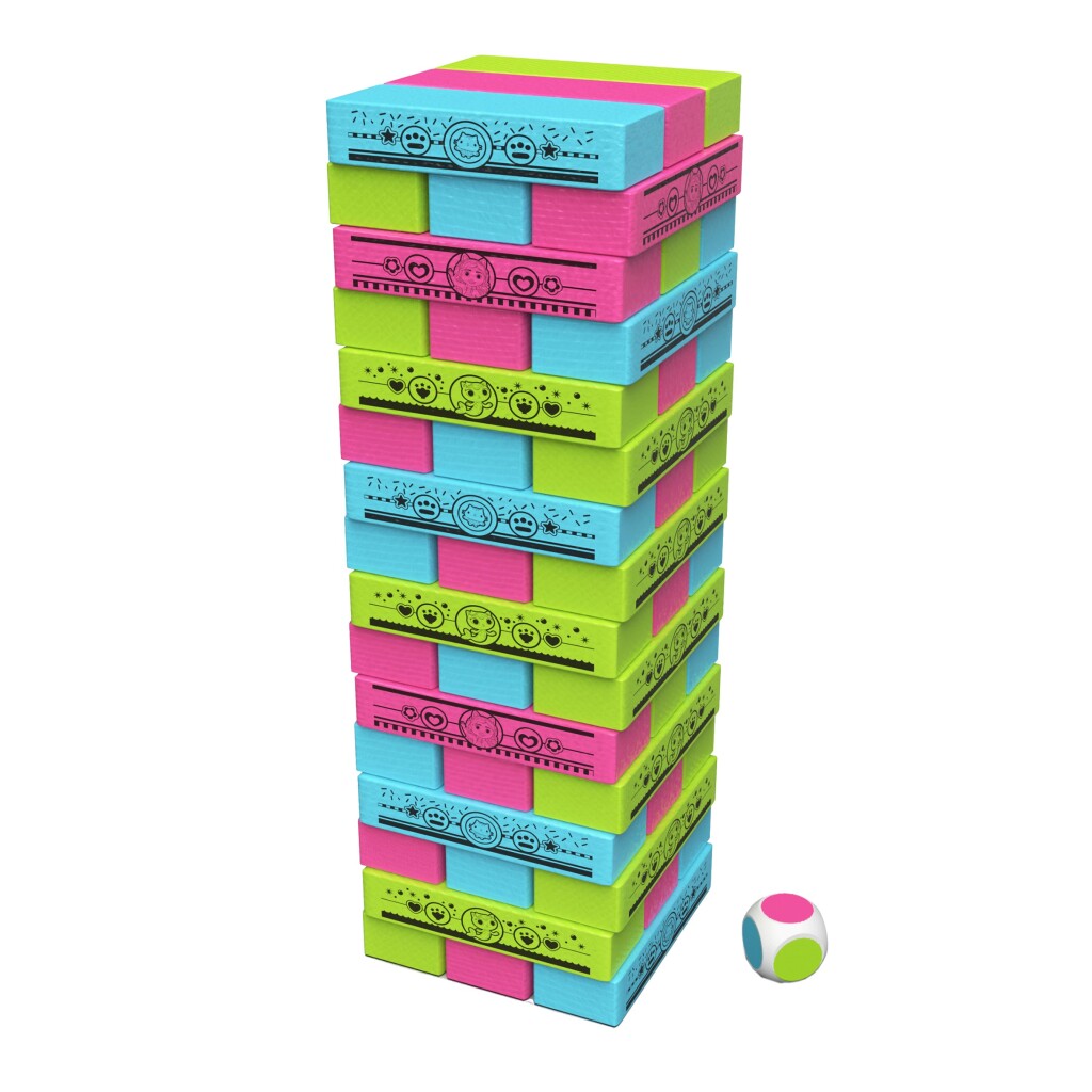Gabby's Dollhouse Jumbling Tower Game with 48 Wooden Blocks