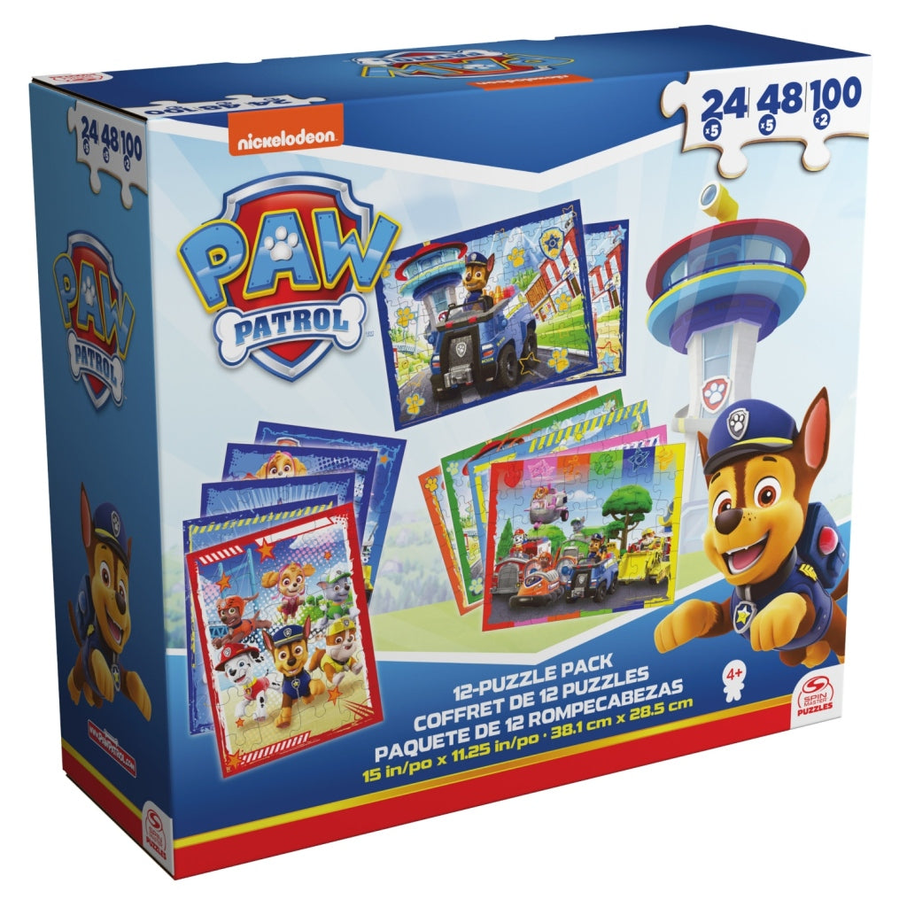 Paw Patrol Puzzle Pack 12 Puzzles 24,48, 100 Pieces
