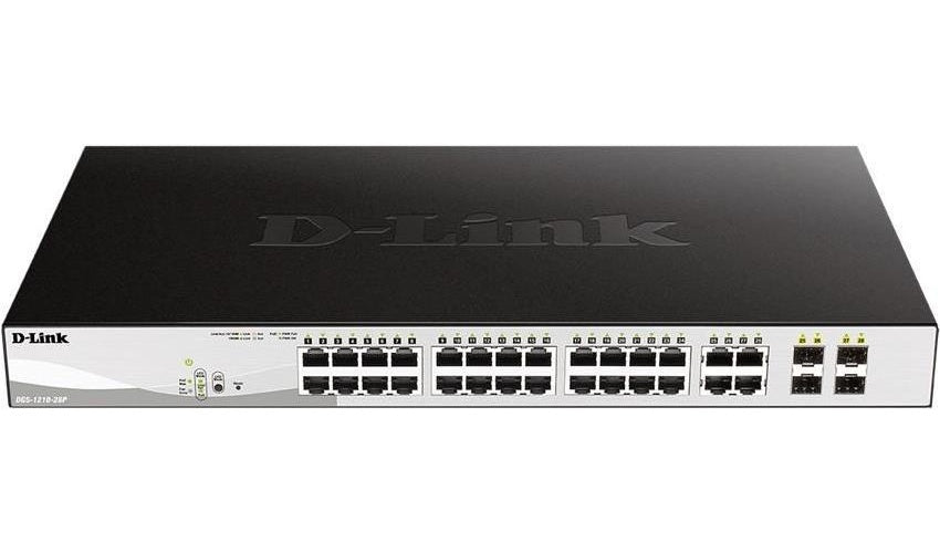 D-Link Web Smart DGS-1210-28P - Switch - L3 - managed - 24 x 10/100/1000 (PoE) + 4 x Gigabit SFP - Desktop, an Rack montierbar - PoE (193 W) (DGS-1210-28P/E) afbeelding 1