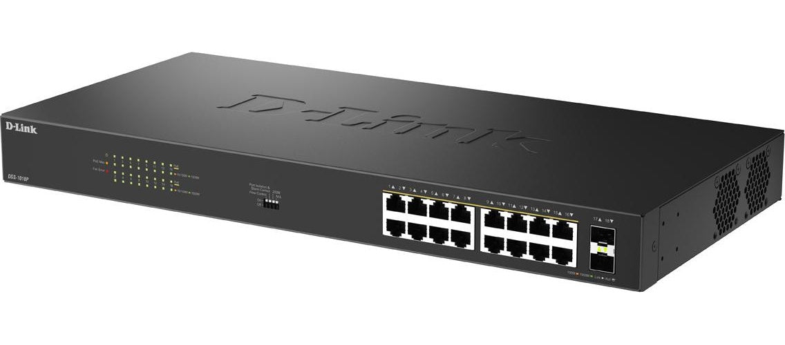D-Link DGS 1018P - Switch - unmanaged - 16 x 10/100/1000 (PoE) (DGS-1018P/E) afbeelding 1