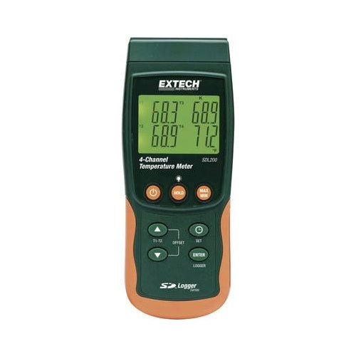 EXTECH SDL200 2-/4-Kanal-Temperatur-Messgerät mit Datenloggerfunktion auf SD-Karte, Thermometer -199 (SDL200) afbeelding 1