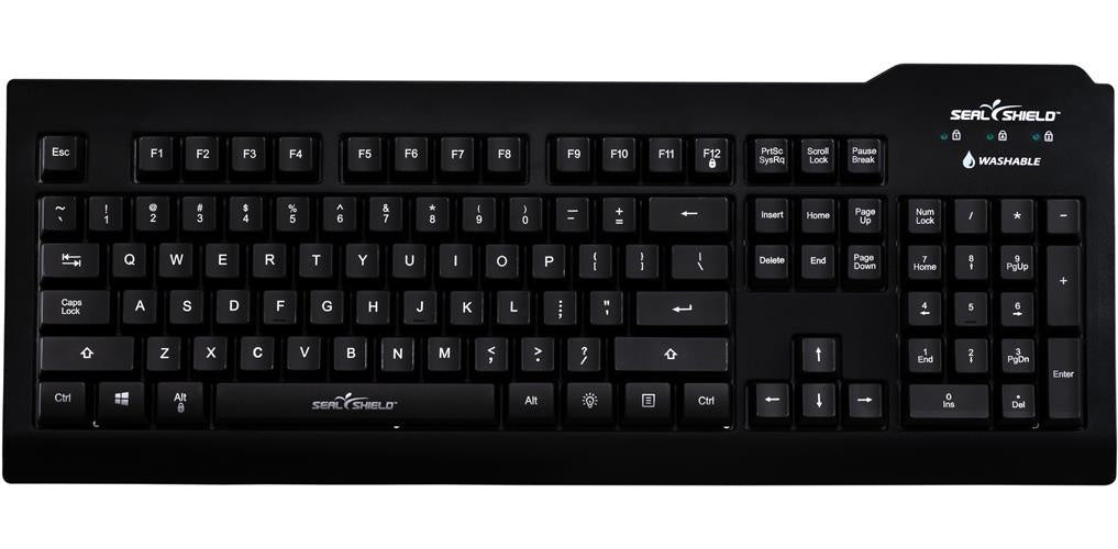 SEAL SHIELT Silver Seal Tastatur USB SSKSV108DE schwarz 100 Prozent wasserdicht und staubdicht spühlmaschienentauglich (18.02.2800) afbeelding 1