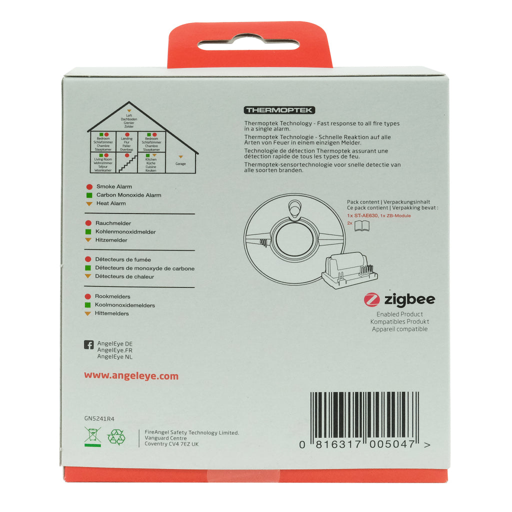 AngelEye Smoke Detector Zigbee 10 Years White AE