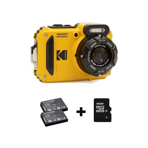 Kodak Pixpro WPZ2 + 2 Akku + microSD Bundle Digitalkamera 15 Megapixel Opt. Zoom: 4 x Gelb inkl. Akku, inkl. Blitzgerät (WPZ2YL6) afbeelding 1